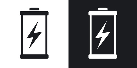 Wall Mural - Discharged battery icon, vector. Two-tone version on black and white background