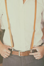 Man Wearing Brown Suspender