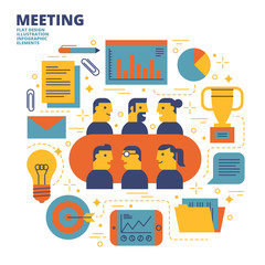 Wall Mural - Meeting, Flat Design, Illustration