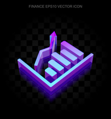 Wall Mural - Finance icon: 3d neon glowing Growth Graph made of glass, EPS 10 vector.