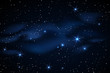 Milky way galaxy black vector background with blue stars nebula