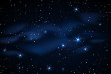 Milky Way Galaxy Black Vector Background With Blue Stars Nebula