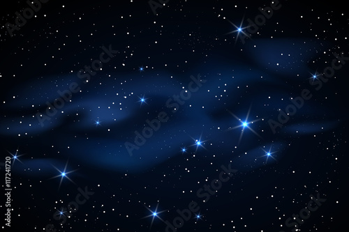 Plakat Milky sposobu galaxy czarny wektorowy tło z błękitnymi gwiazd mgławicami