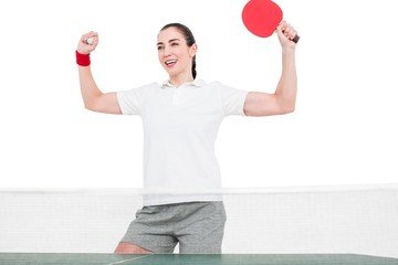 Wall Mural - Female athlete playing ping pong