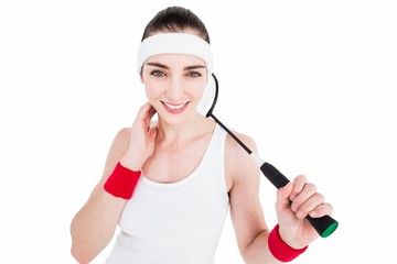 Wall Mural - Female athlete playing badminton 