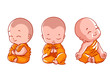 Set of little meditating monks.