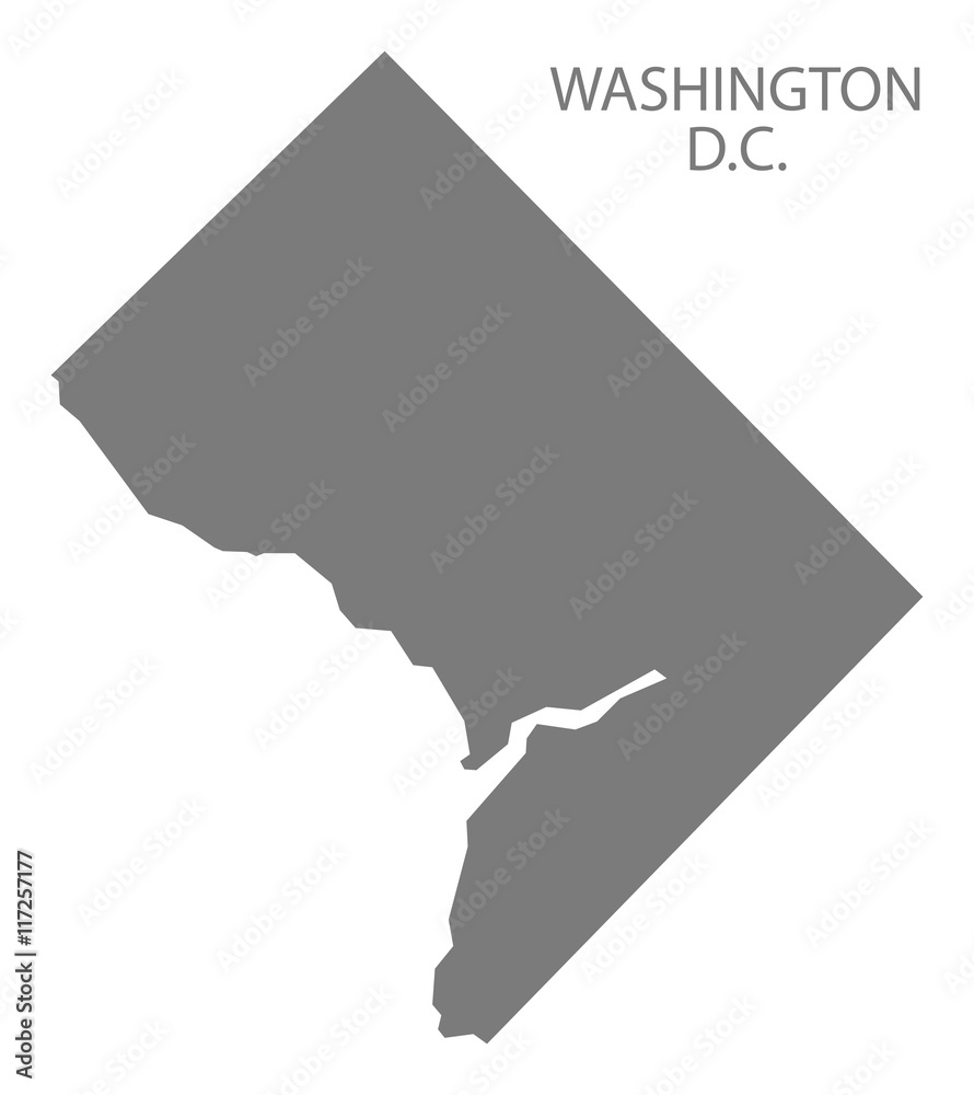 Washington DC USA Map grey Stock Vector | Adobe Stock