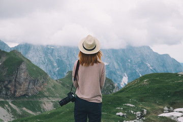 Young woman relaxing outdoor. Travel freedom lifestyle