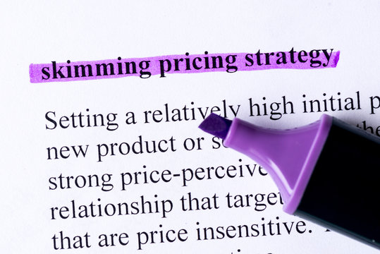 skimming pricing strategy word highlighted