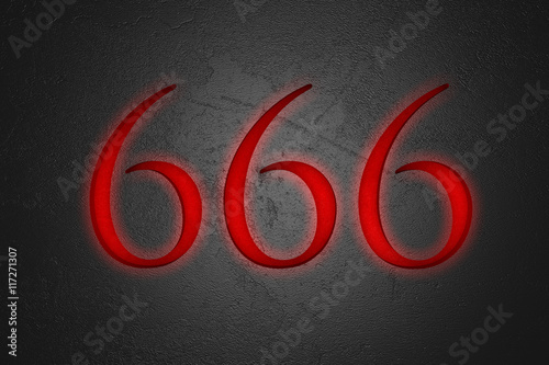Fotomural Engraved number 666 on stone background, 3d illustration
