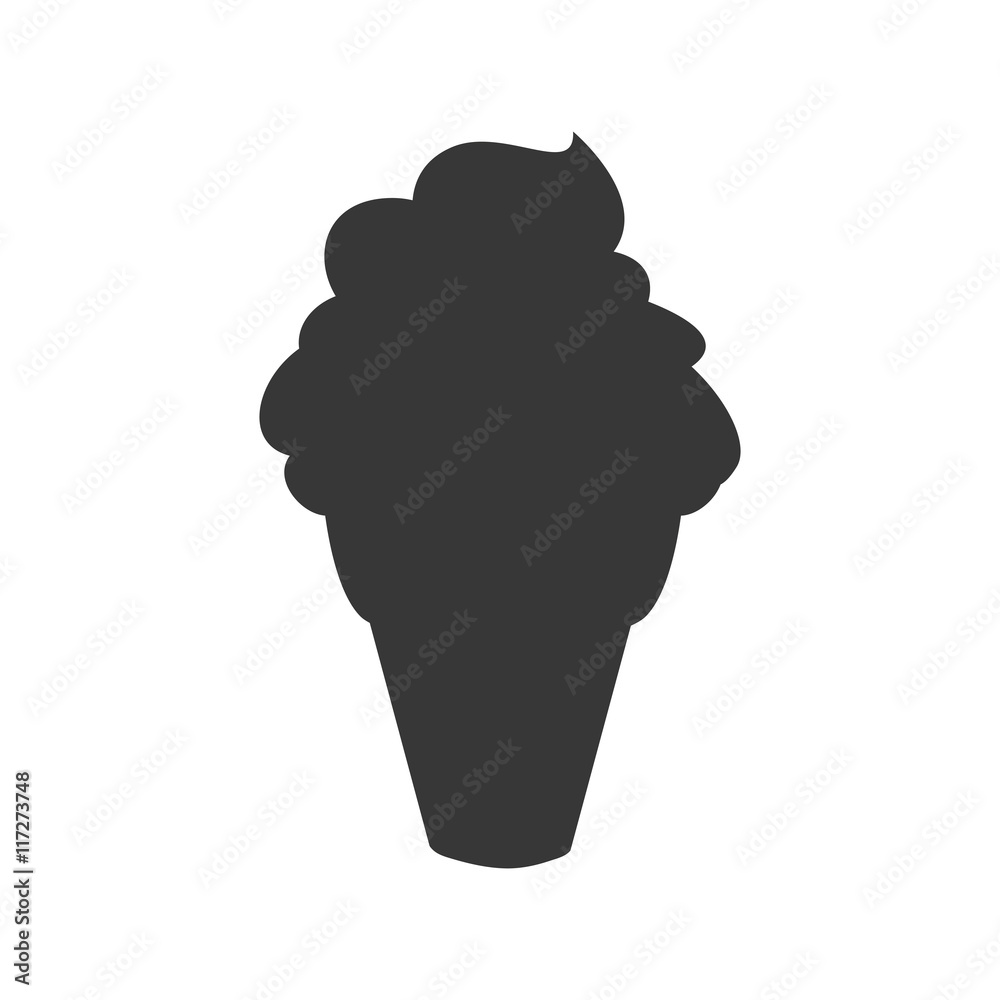 Dessert and sweet concept represented by cone of ice cream silhouette ...