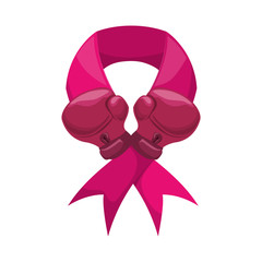 Poster - ribbon gloves hope breast cancer pink icon. Isolated and flat illustration. Vector graphic