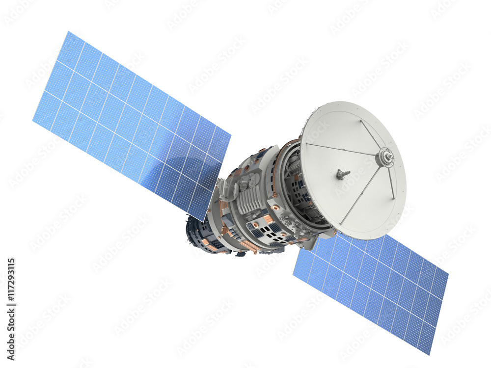 satellite isolated on white - obrazy, fototapety, plakaty 