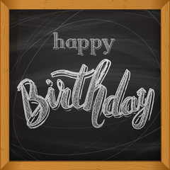 Happy Birthday vector card. Handdrawn, lettering design for invi