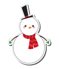 Poster - flat design cute snowman icon vector illustration