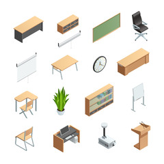 Canvas Print - Classroom Interior Elements Icons Set