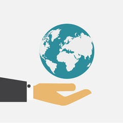 Wall Mural - hand hoiding earth vector illustration