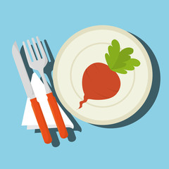 Wall Mural - food healthy plate fork