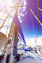 Sailboat Dock On A Sunny Day, Mast, Sailing Front, Mediterranean