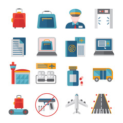 Sticker - Airport Flat Icons Set