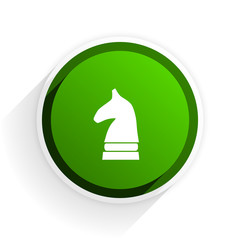 Poster - chess horse flat icon with shadow on white background, green modern design web element