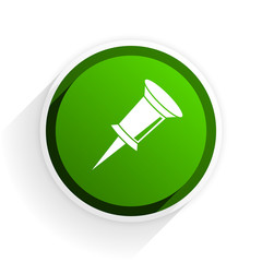 Poster - pin flat icon with shadow on white background, green modern design web element
