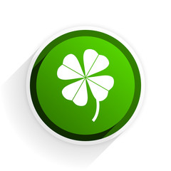 Aufkleber - four-leaf clover flat icon with shadow on white background, green modern design web element
