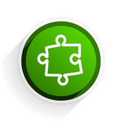 Poster - puzzle flat icon with shadow on white background, green modern design web element