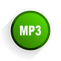 Poster - mp3 flat icon with shadow on white background, green modern design web element