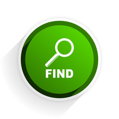 Poster - find flat icon with shadow on white background, green modern design web element