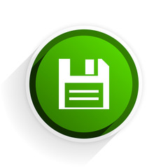Poster - disk flat icon with shadow on white background, green modern design web element