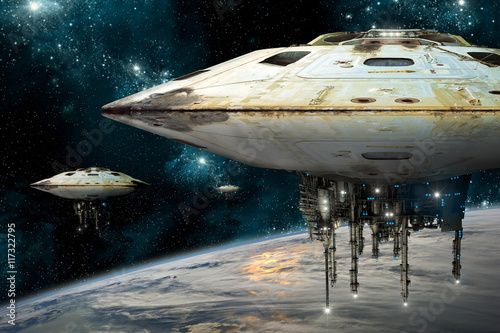 Fotomural mothership001h - Elements of this image furnished by NASA.