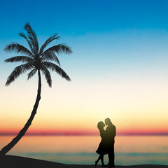 Wall Mural - Lovers under Sunset 