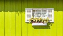 White Window And Wooden Walls Yellow. It's Colorful.