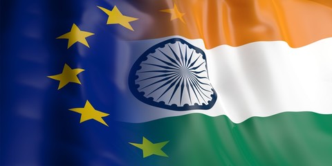 Poster - EU and India flag. 3d illustration