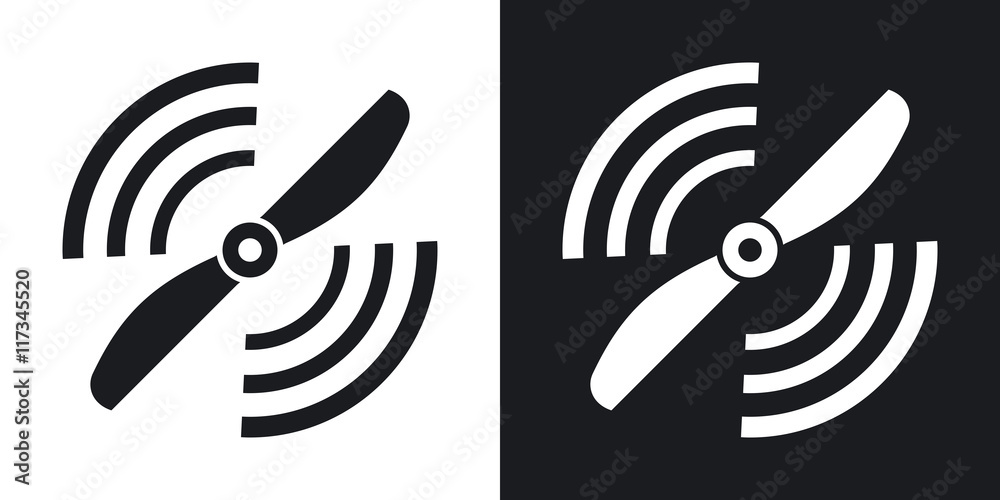 Vector airplane propeller icon. Two-tone version on black and white background - obrazy, fototapety, plakaty 