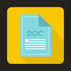Poster - File DOC icon in flat style with long shadow. Document type symbol