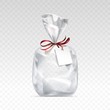 Empty Transparent Plastic Bag Packaging Blank White Label Isolated Background