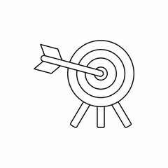 Poster - Target with arrow icon in outline style isolated on white background. Sport symbol