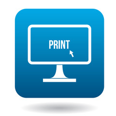 Poster - Print word on a computer monitor icon in simple style on a white background