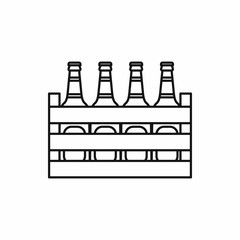 Wall Mural - Beer wooden box icon in outline style isolated vector illustration