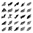 Wings. Vector Set of wing design elements. Vector illustration. Design for logo, tattoo and luxury brand identity