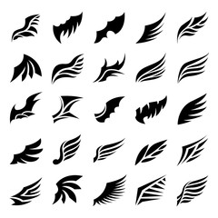 wings. vector set of wing design elements. vector illustration. design for logo, tattoo and luxury b