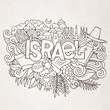 Israel hand lettering and doodles elements background. Vector il