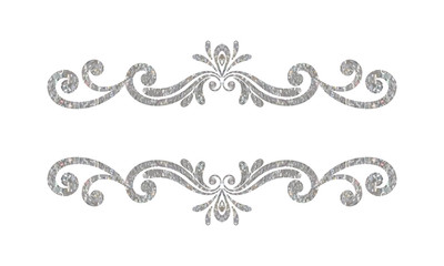 Wall Mural - Elegant luxury vintage silver floral border