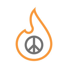 Isolated Line Art Flame Icon With A Peace Sign