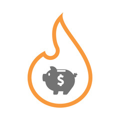 Wall Mural - Isolated line art flame icon with a piggy bank