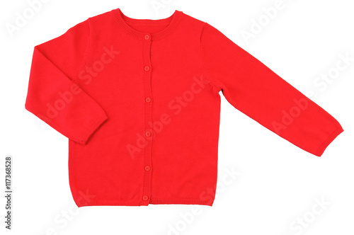 Fotomural Trendy red cardigan. Isolated on a white background