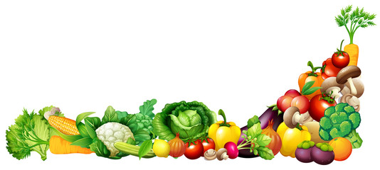 Wall Mural - Paper design with fresh vegetables and fruits