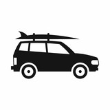 Fototapeta  - Car with luggage icon in simple style isolated on white background. Trip symbol